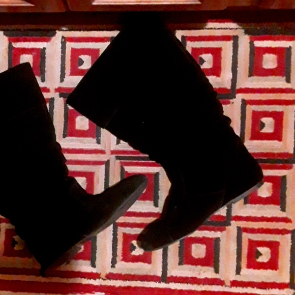 🥾Gabriella Rocha Cuffed WIDE CALF Black Suede - Picture 1 of 16